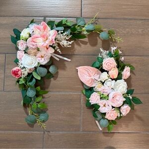 Elegant Faux Silk Floral Arbor Arrangement with Pink and White Blooms!